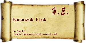 Hanuszek Elek névjegykártya